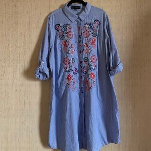 Eloquii embroidered shirt dress
